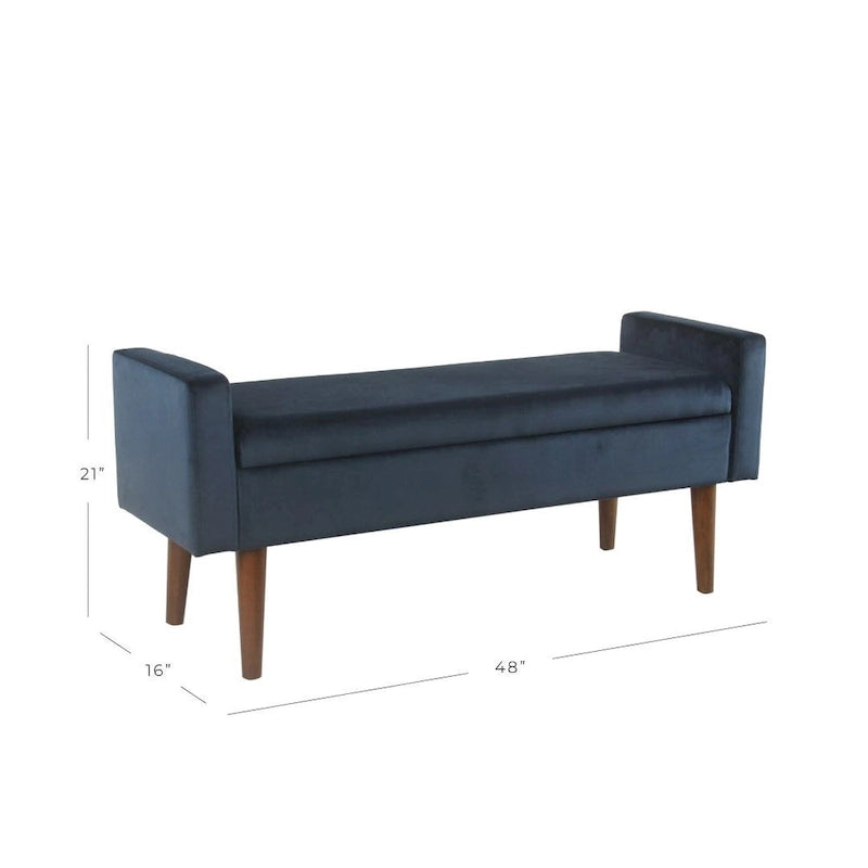 Banc de rangement en velours - Bleu marine foncé