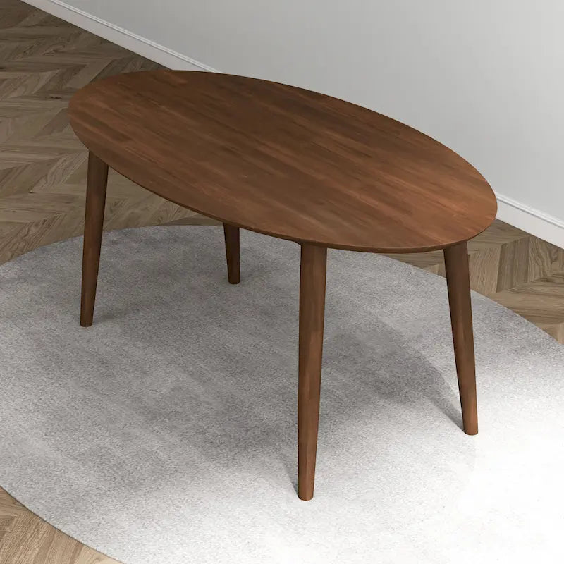 Table à manger ovale en bois massif de 170 cm, style Mid-Century