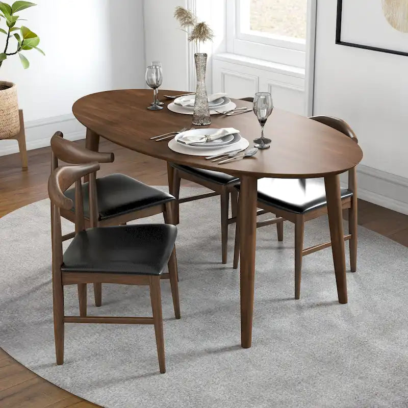 Table à manger ovale en bois massif de 170 cm, style Mid-Century