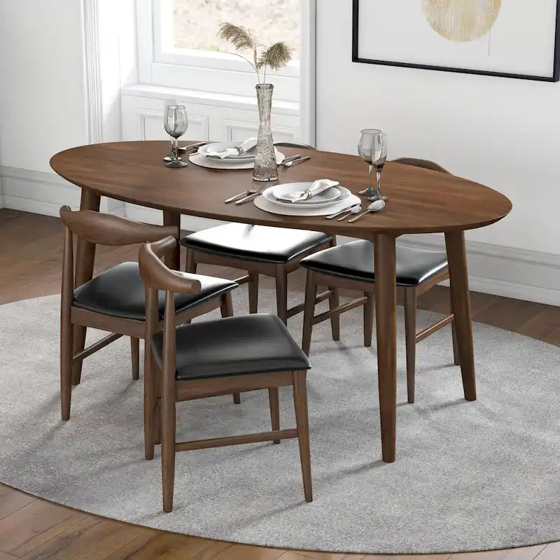 Table à manger ovale en bois massif de 170 cm, style Mid-Century
