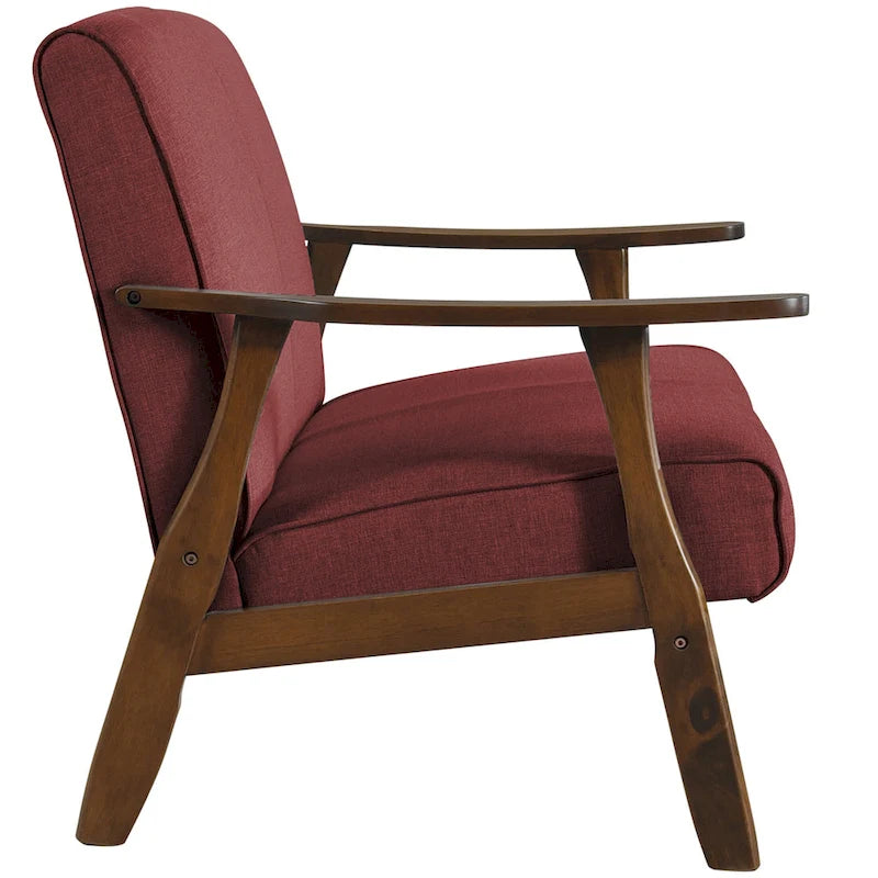 Causeuse en lin moderne du milieu du siècle en bois