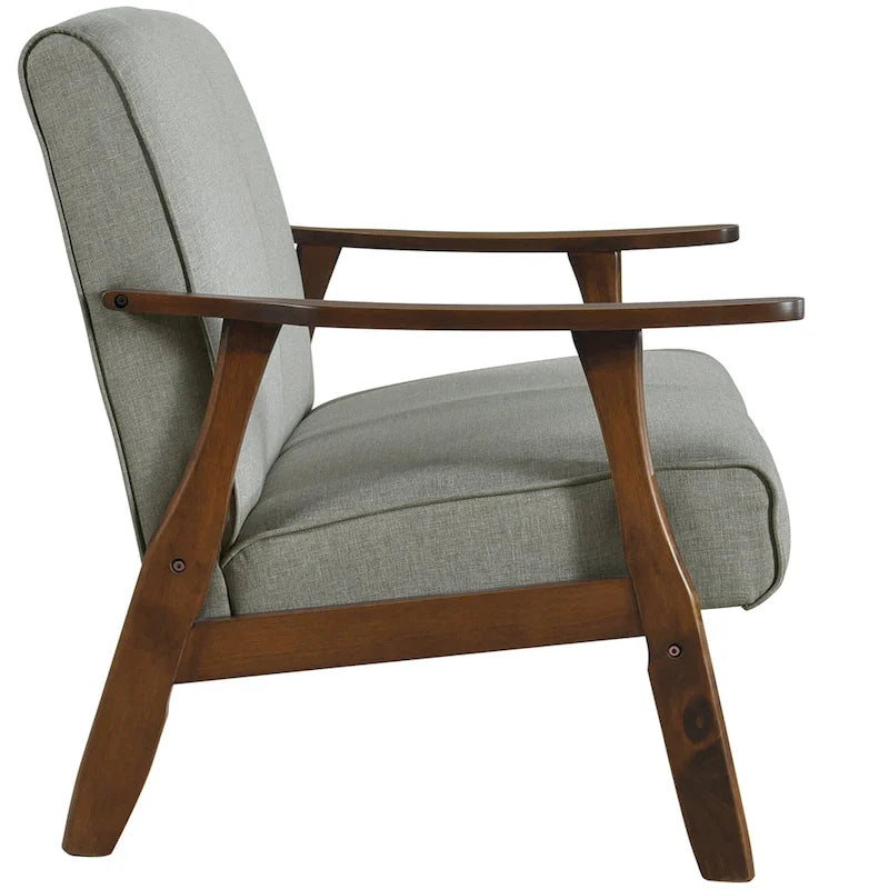 Causeuse en lin moderne du milieu du siècle en bois