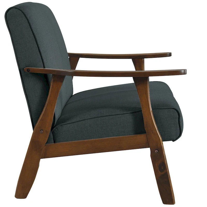 Causeuse en lin moderne du milieu du siècle en bois
