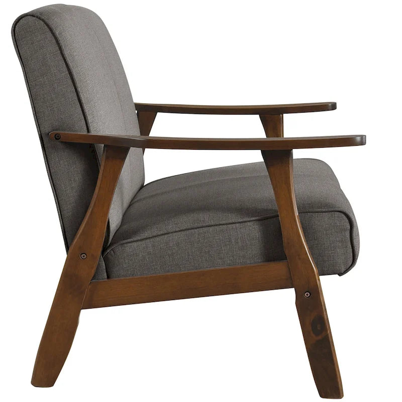 Causeuse en lin moderne du milieu du siècle en bois
