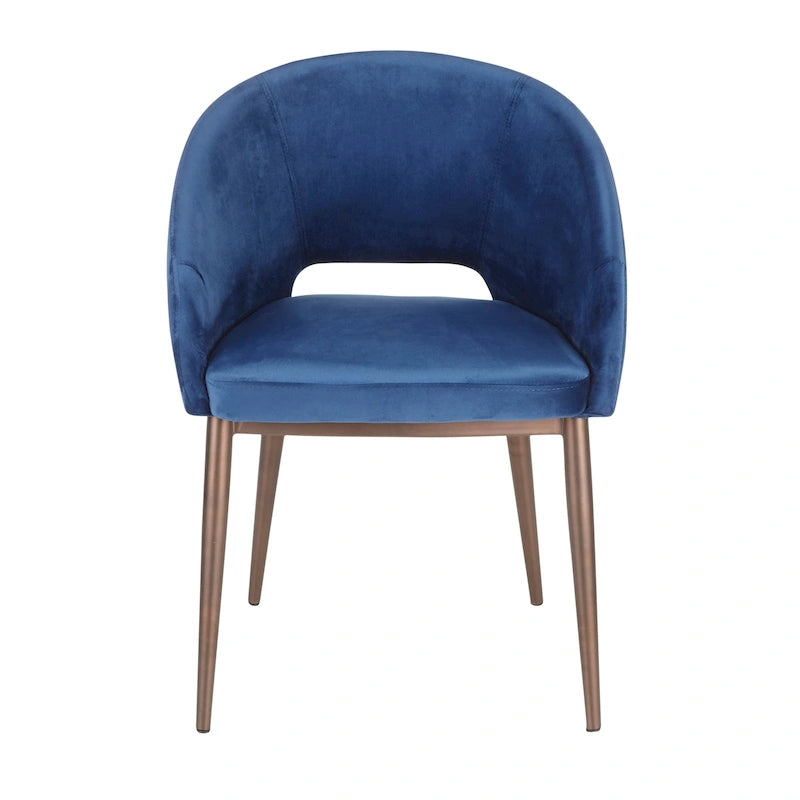 Chaise de salle à manger capitonnée avec pieds en métal cuivré