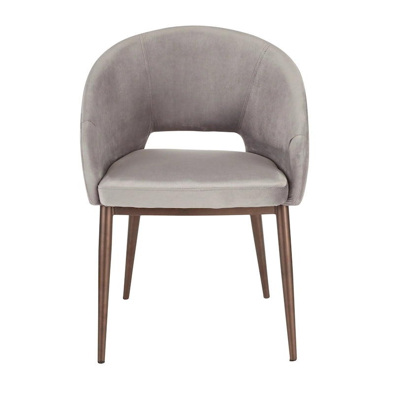Chaise de salle à manger capitonnée avec pieds en métal cuivré