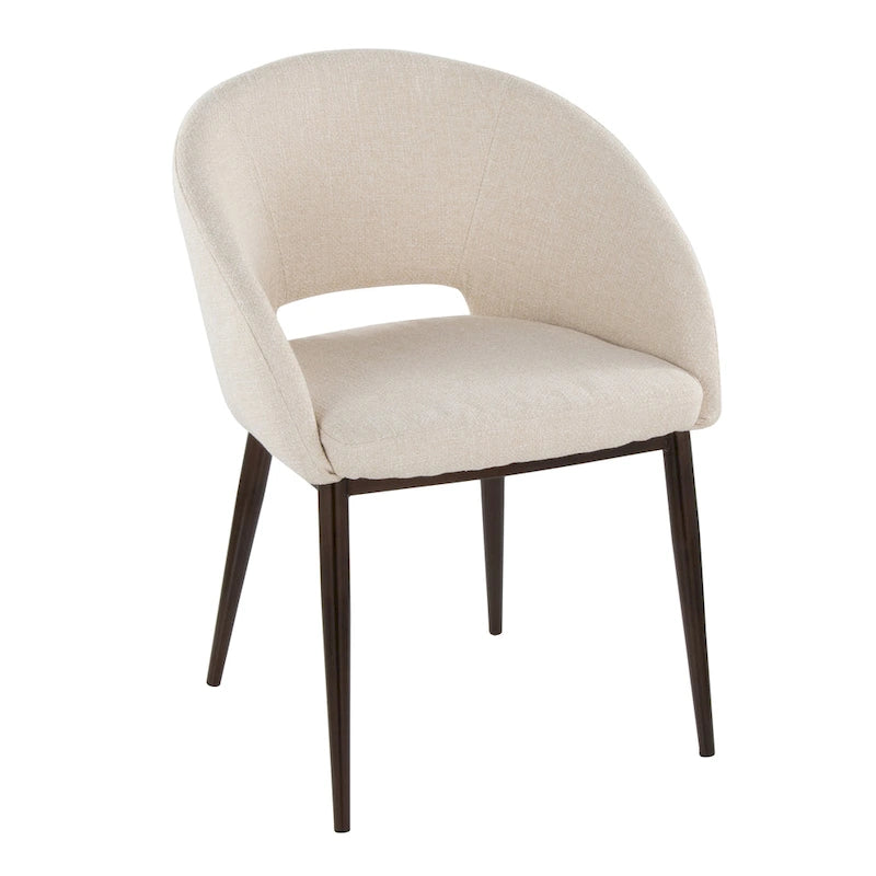 Chaise de salle à manger capitonnée avec pieds en métal cuivré
