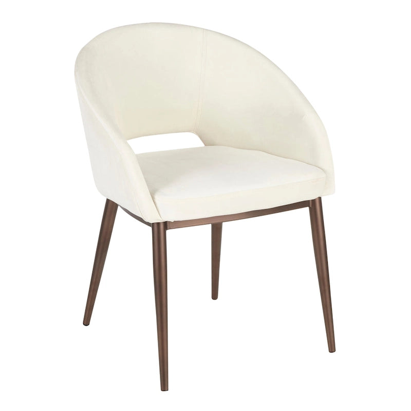 Chaise de salle à manger capitonnée avec pieds en métal cuivré