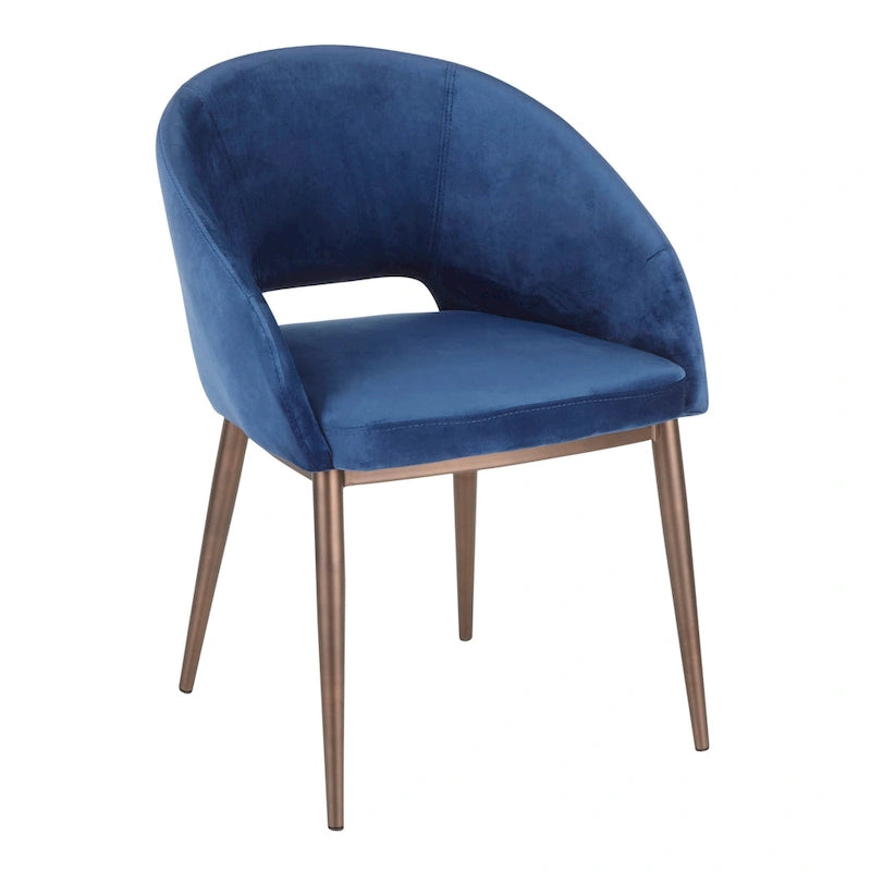 Chaise de salle à manger capitonnée avec pieds en métal cuivré