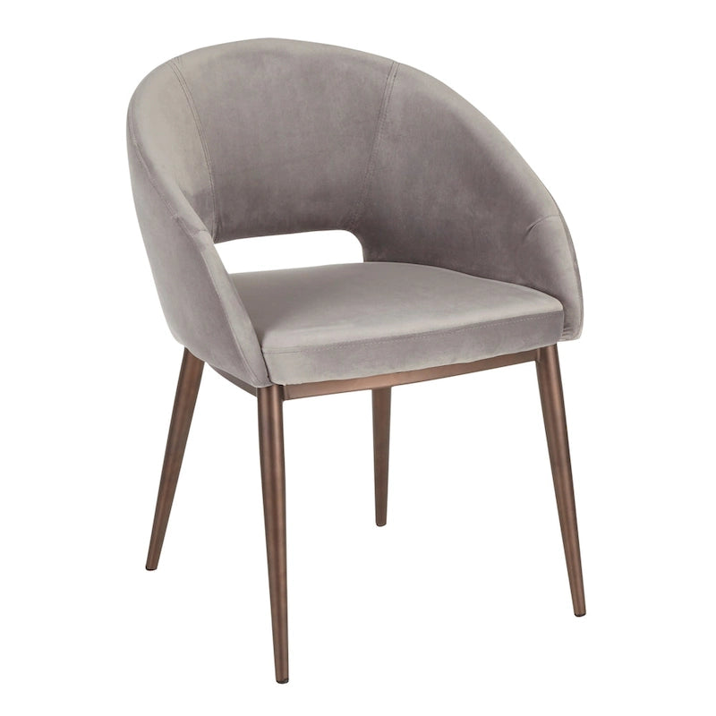 Chaise de salle à manger capitonnée avec pieds en métal cuivré