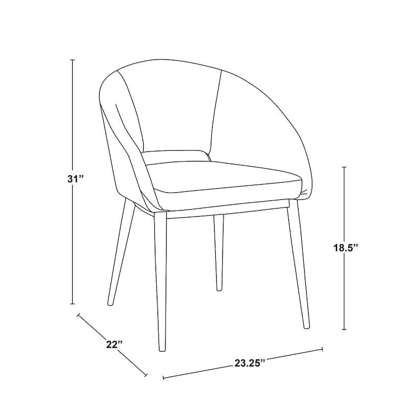 Chaise de salle à manger capitonnée avec pieds en métal cuivré