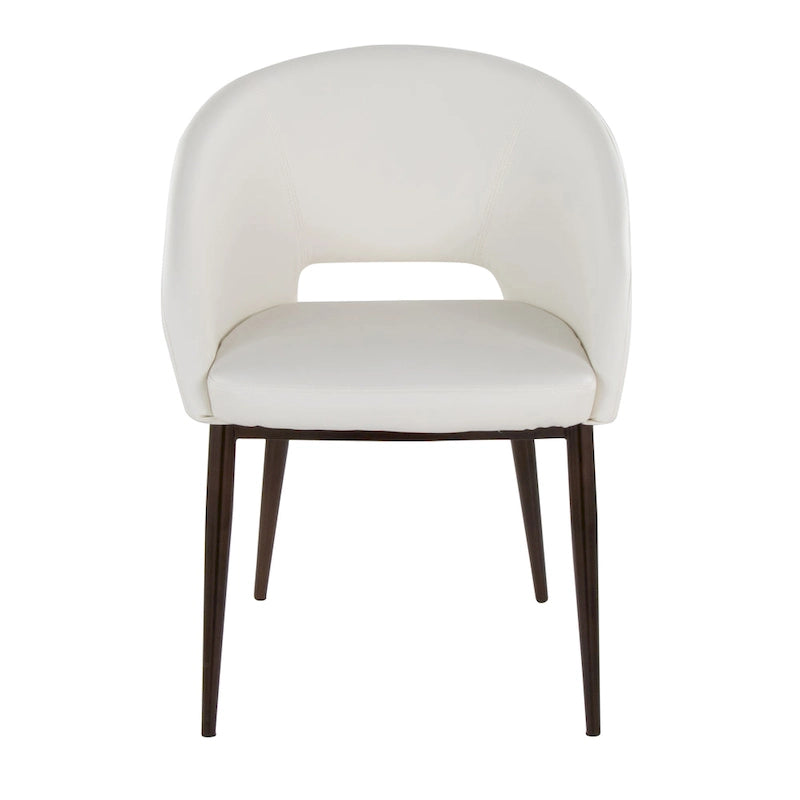 Chaise de salle à manger capitonnée avec pieds en métal cuivré