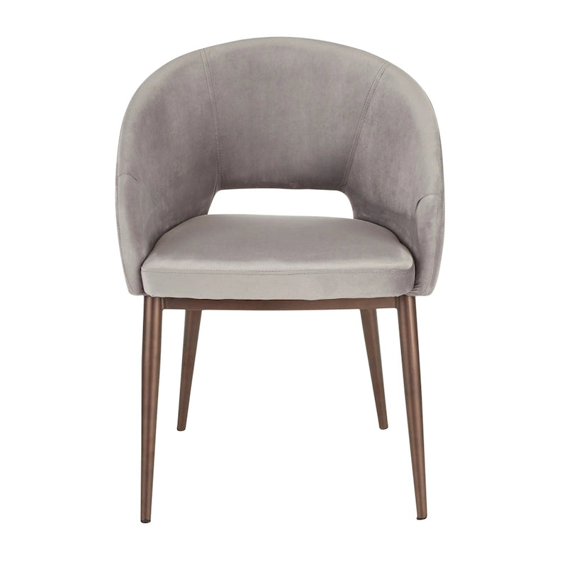Chaise de salle à manger capitonnée avec pieds en métal cuivré