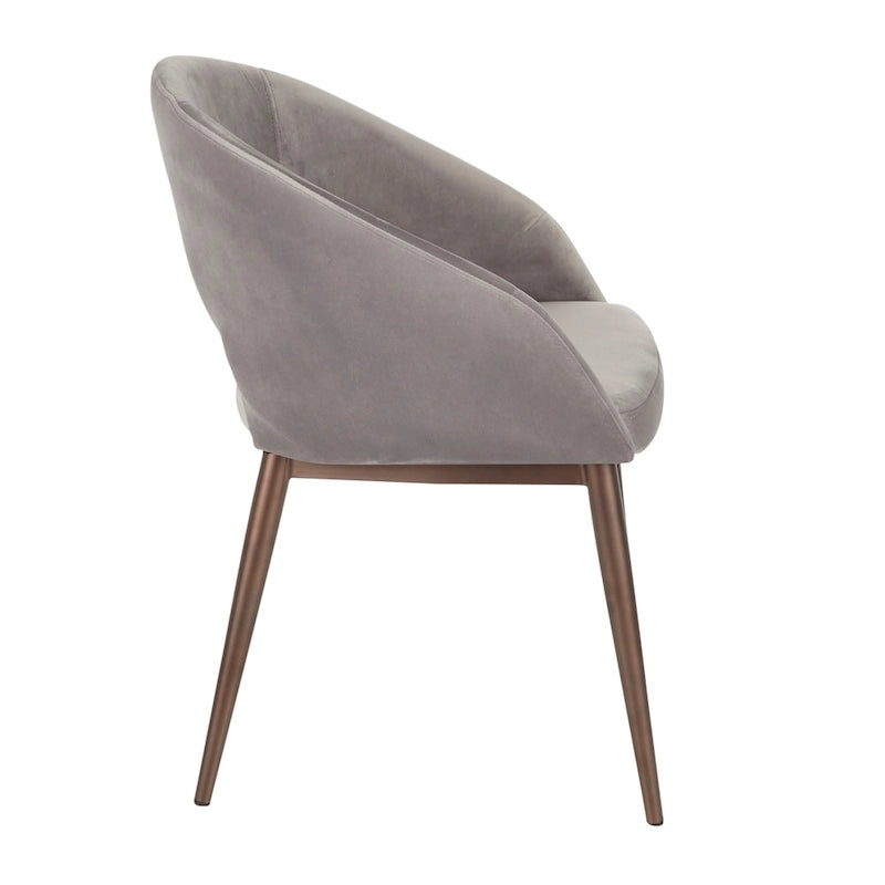 Chaise de salle à manger capitonnée avec pieds en métal cuivré