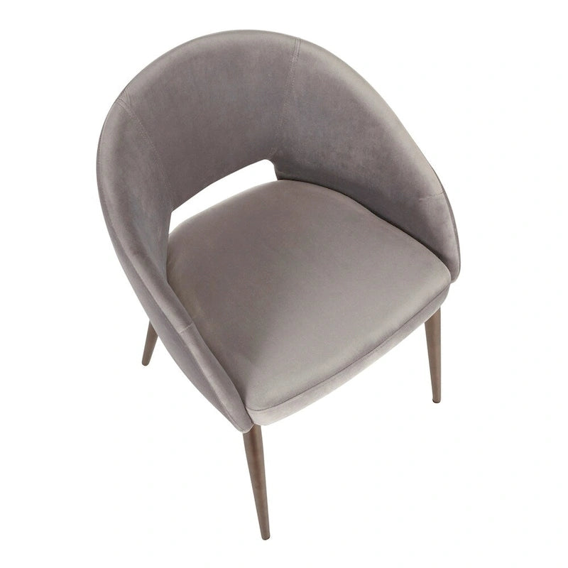 Chaise de salle à manger capitonnée avec pieds en métal cuivré