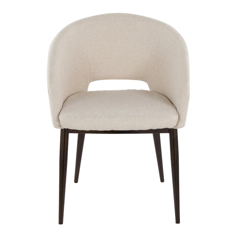 Chaise de salle à manger capitonnée avec pieds en métal cuivré