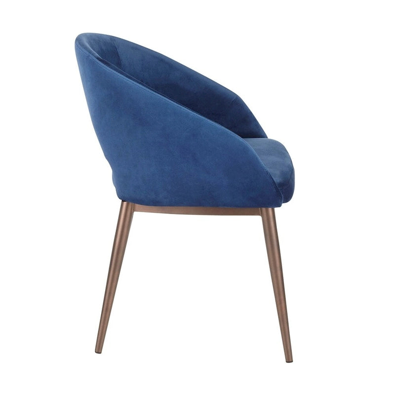 Chaise de salle à manger capitonnée avec pieds en métal cuivré