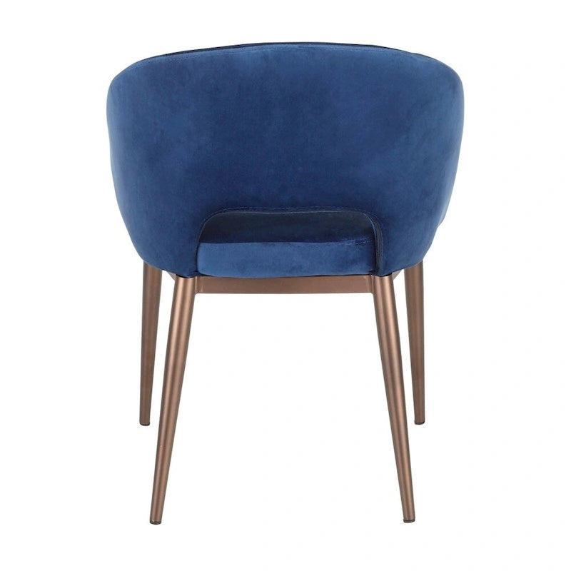 Chaise de salle à manger capitonnée avec pieds en métal cuivré