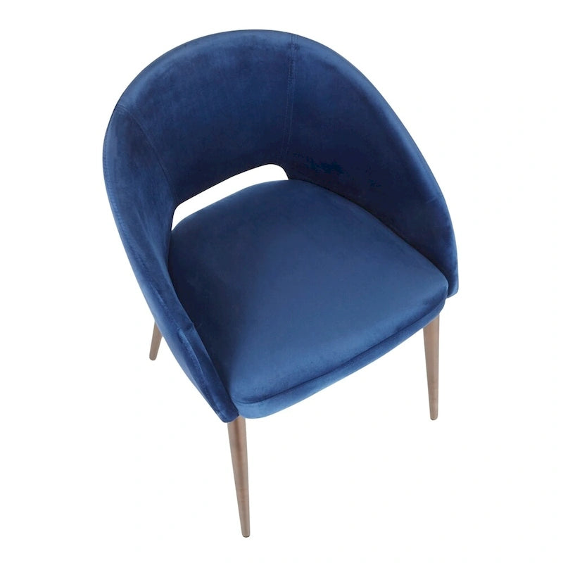Chaise de salle à manger capitonnée avec pieds en métal cuivré