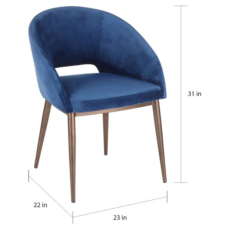 Chaise de salle à manger capitonnée avec pieds en métal cuivré