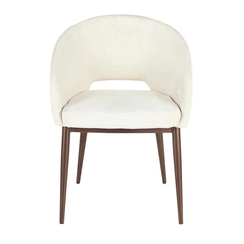 Chaise de salle à manger capitonnée avec pieds en métal cuivré