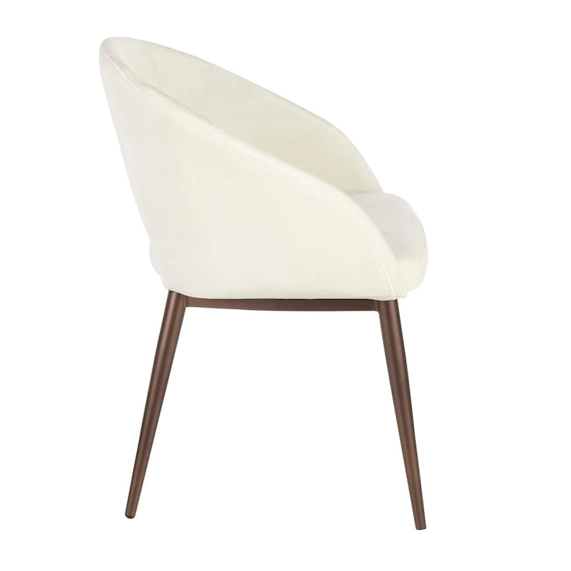 Chaise de salle à manger capitonnée avec pieds en métal cuivré