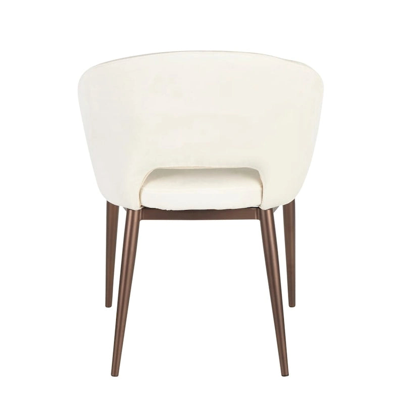 Chaise de salle à manger capitonnée avec pieds en métal cuivré