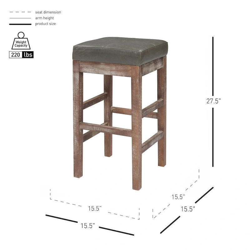Tabouret de comptoir sans dossier en cuir reconstitué