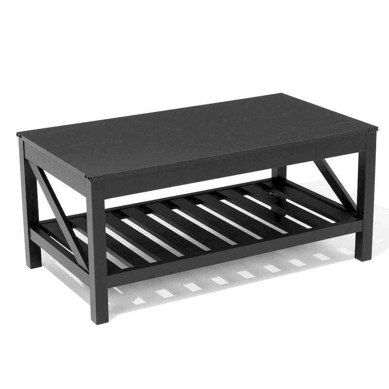 Table basse de salon avec étagère de rangement, table d'appoint de canapé