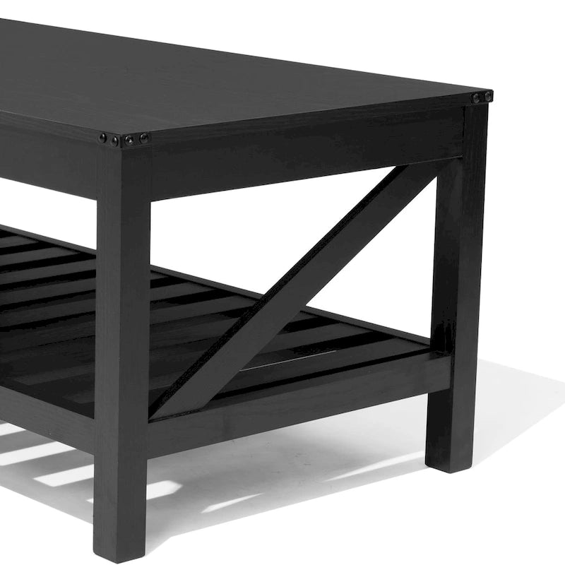 Table basse de salon avec étagère de rangement, table d'appoint de canapé