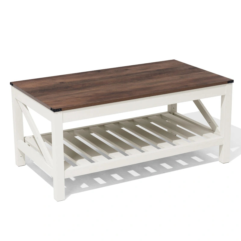 Table basse de salon avec étagère de rangement, table d'appoint de canapé