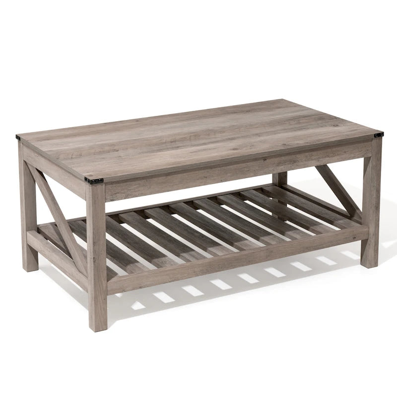Table basse de salon avec étagère de rangement, table d'appoint de canapé