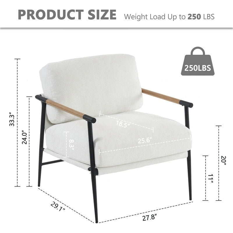 Fauteuils d'appoint, ensemble de 2, fauteuils blancs en chenille