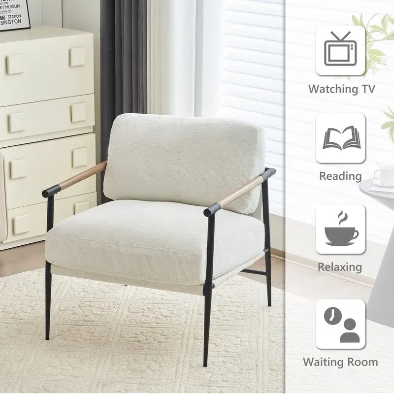 Fauteuils d'appoint, ensemble de 2, fauteuils blancs en chenille