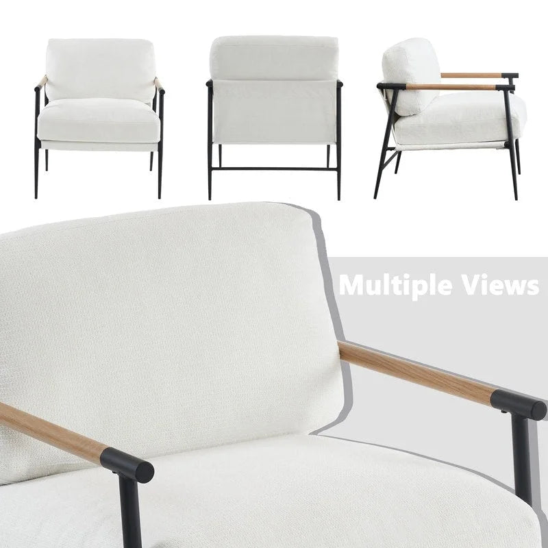 Fauteuils d'appoint, ensemble de 2, fauteuils blancs en chenille