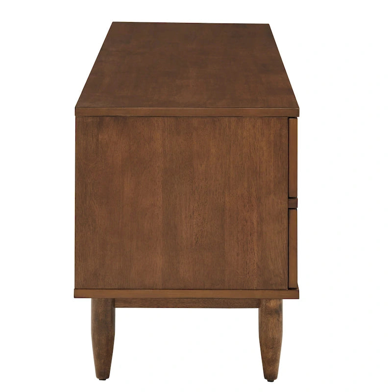 Meuble TV à 2 tiroirs en bois style Mid-Century