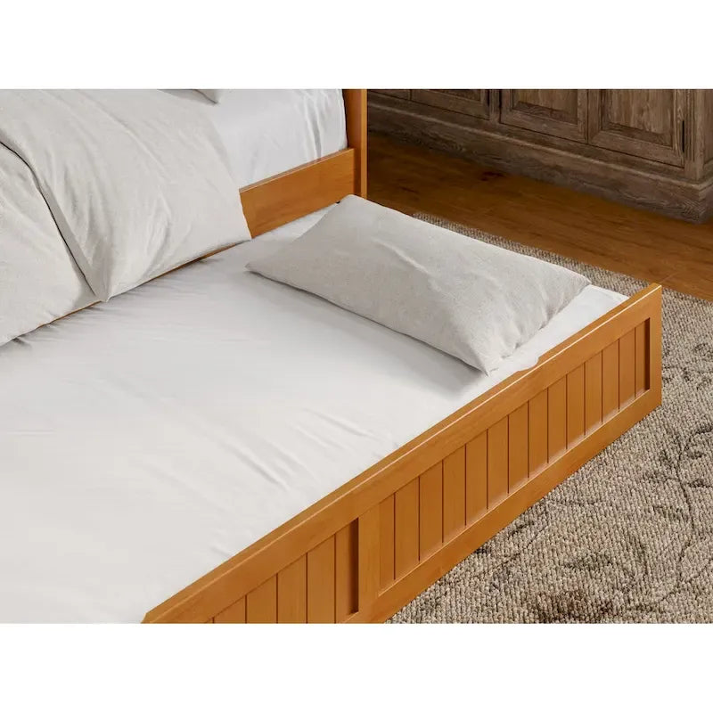 Lit de repos double en bois avec lit gigogne double