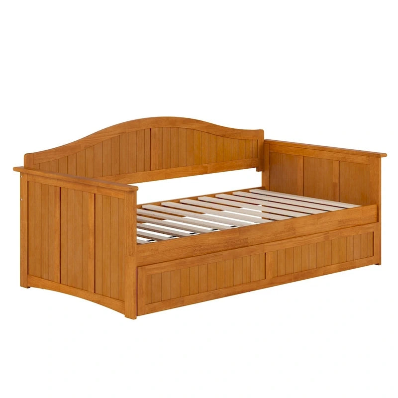 Lit de repos double en bois avec lit gigogne double