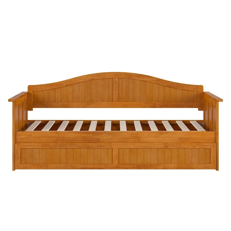 Lit de repos double en bois avec lit gigogne double