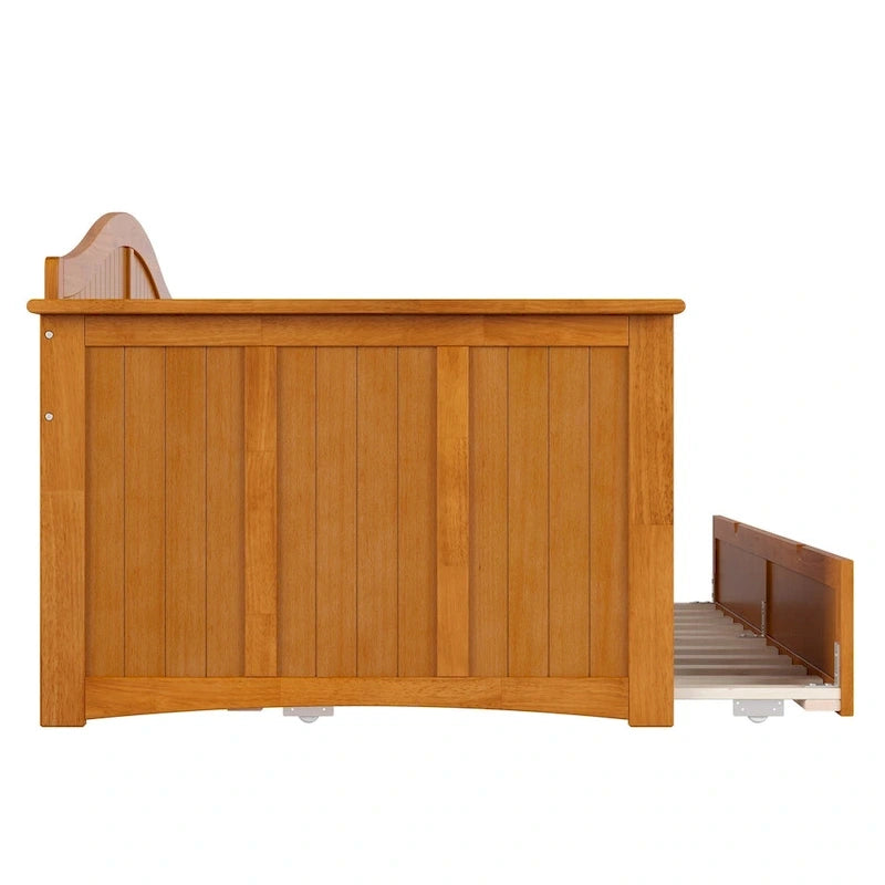 Lit de repos double en bois avec lit gigogne double