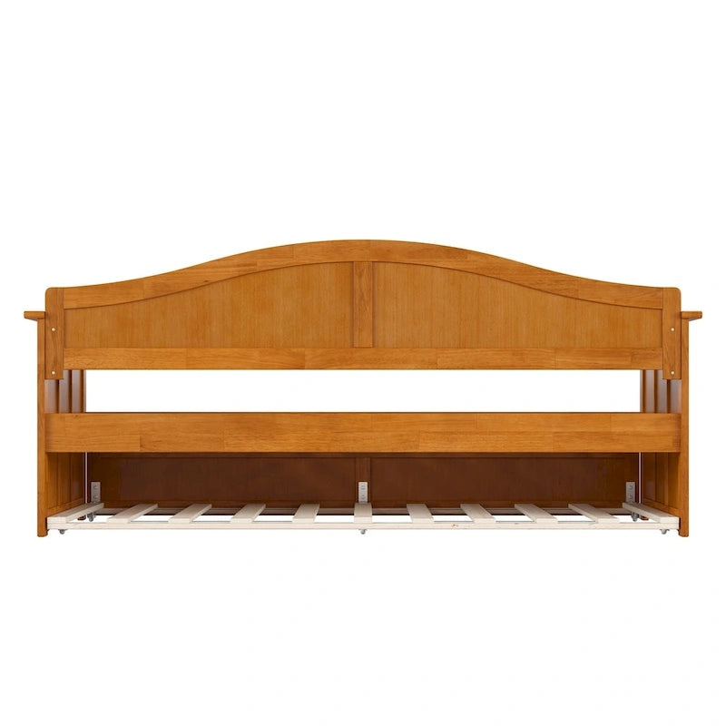 Lit de repos double en bois avec lit gigogne double