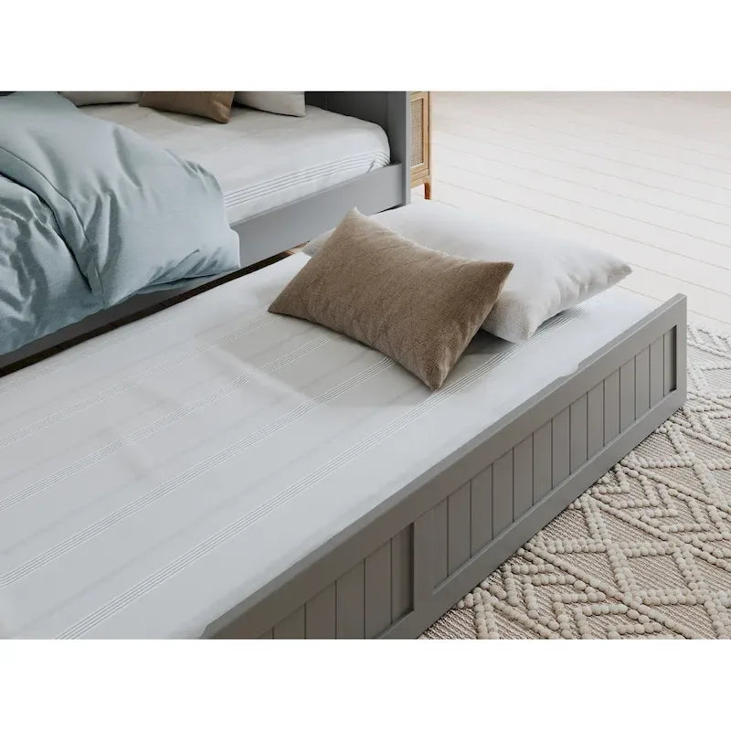 Lit de repos double en bois avec lit gigogne double