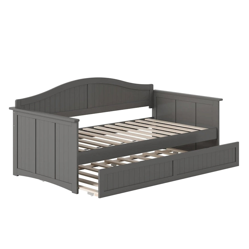 Lit de repos double en bois avec lit gigogne double