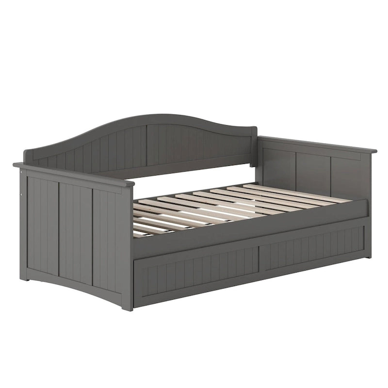 Lit de repos double en bois avec lit gigogne double