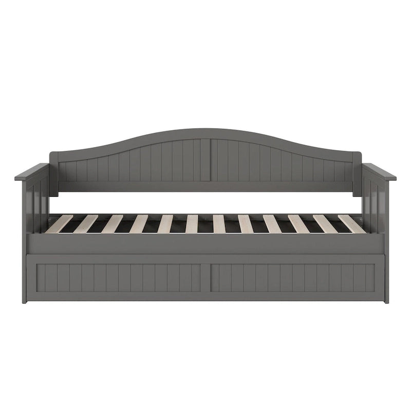 Lit de repos double en bois avec lit gigogne double