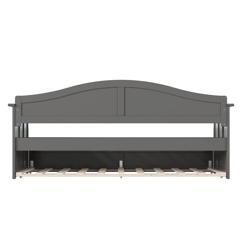 Lit de repos double en bois avec lit gigogne double