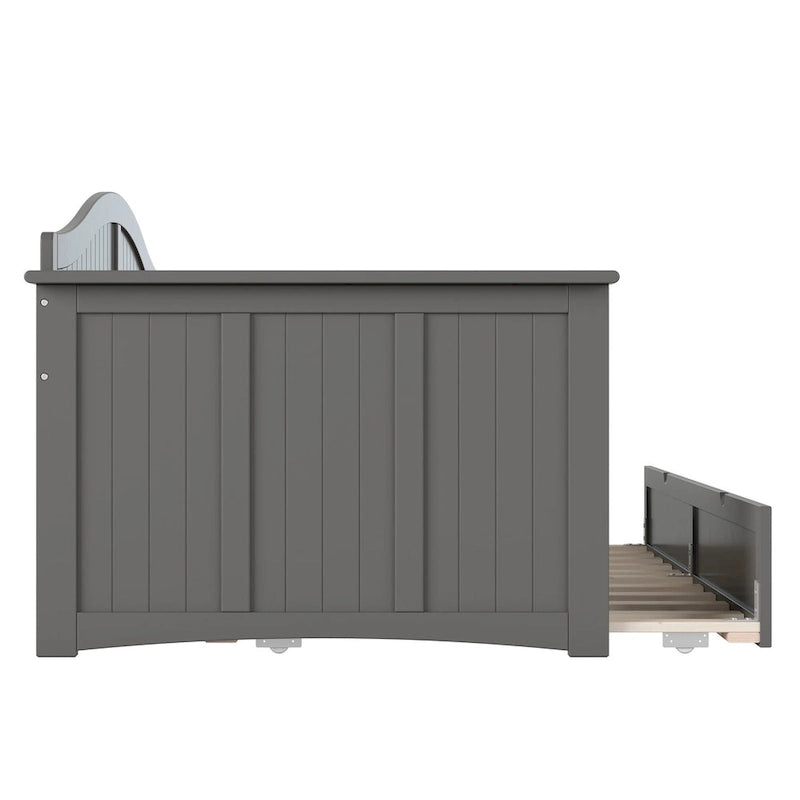 Lit de repos double en bois avec lit gigogne double