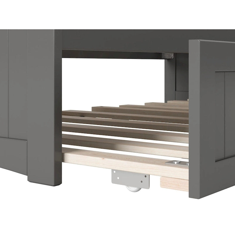 Lit de repos double en bois avec lit gigogne double