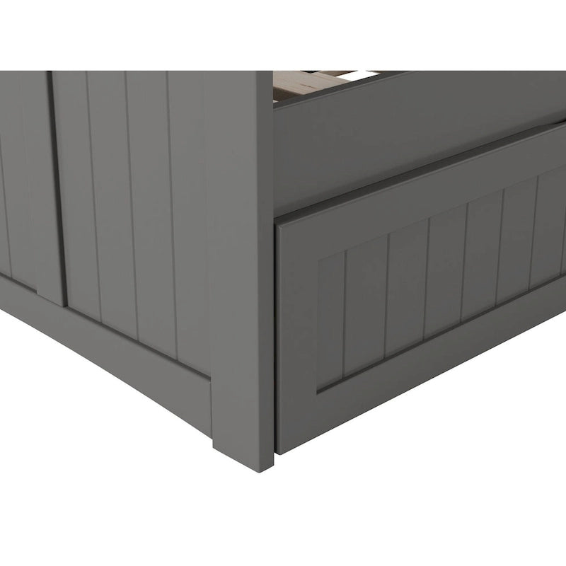 Lit de repos double en bois avec lit gigogne double