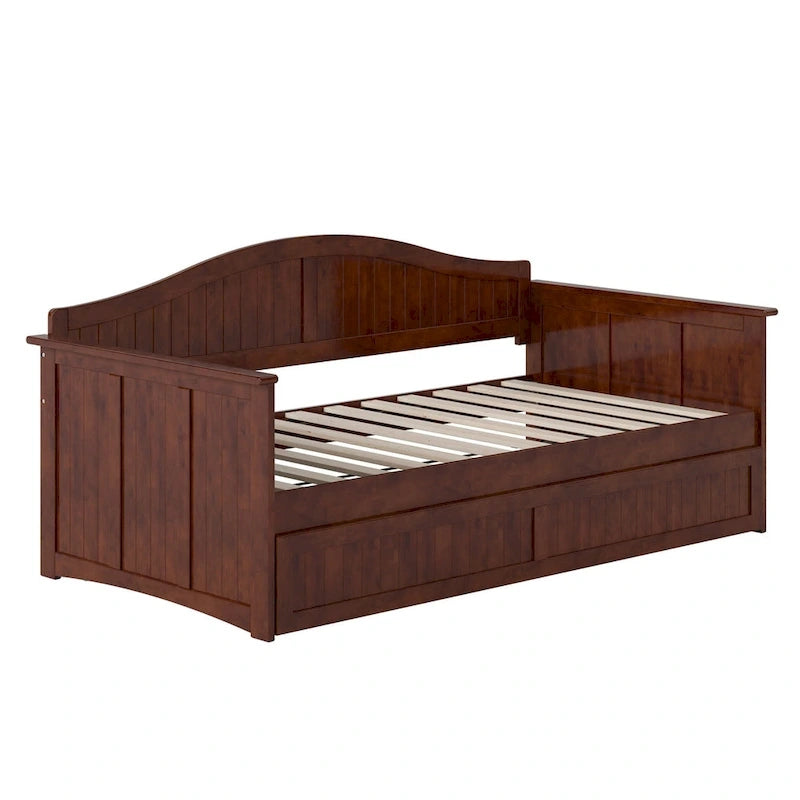 Lit de repos double en bois avec lit gigogne double